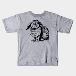 Dwarf Rabbit Charcoal Cute Floppy Ears Bunny Kids T-Shirt